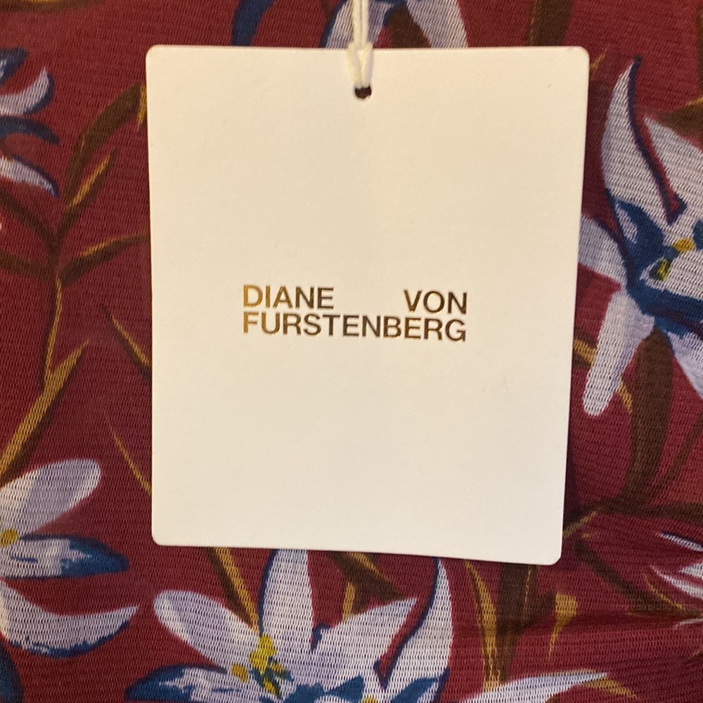NEW DIANE VON FURSTENBERG corinne mesh ruched midi dress in harlow wine Large - Picture 8 of 11